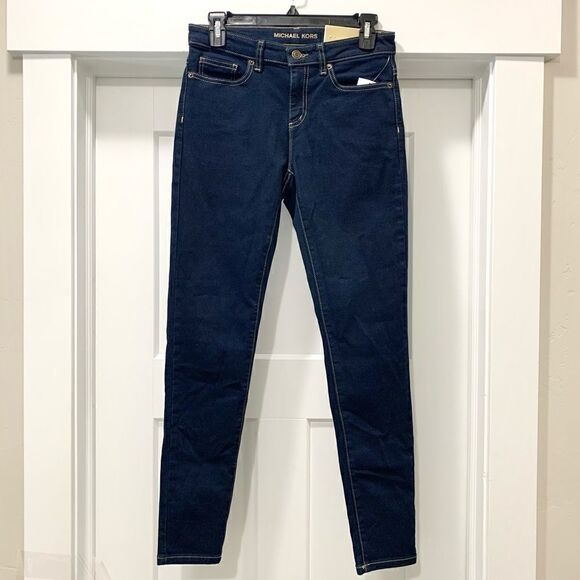 NEW Michael Kors Izzy Skinny Dark Rinse Jeans . - Picture 3 of 15